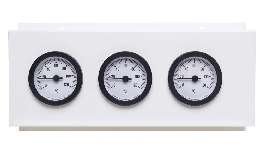Termometerpanel med 3 stk 0-120°C termometre, ekstern sensor