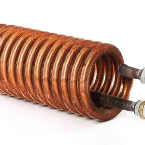 Varmespiral i kobber 3,15 m2 for akkumulatortank med flenser