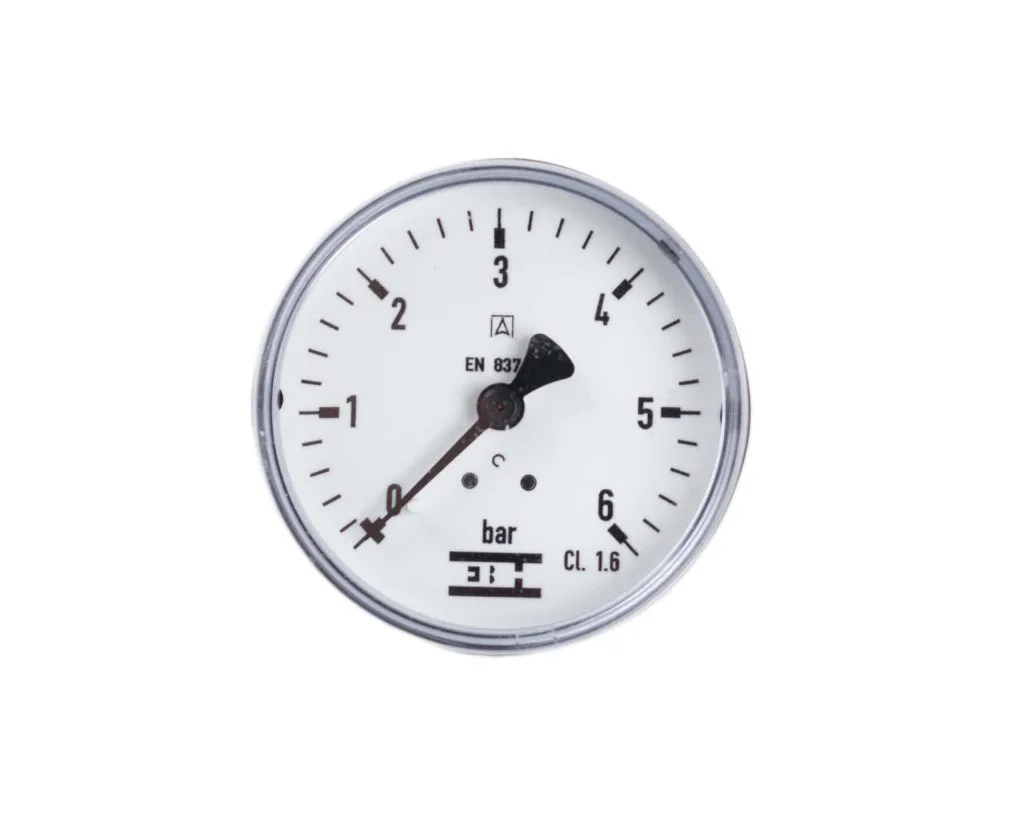 Manometer 1/4″ 0-6 bar til bruk på vann og trykkluft