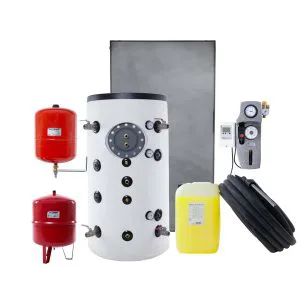 Solfangersystem med 2 stk KPG1 solfangerpaneler & 300 liter tank